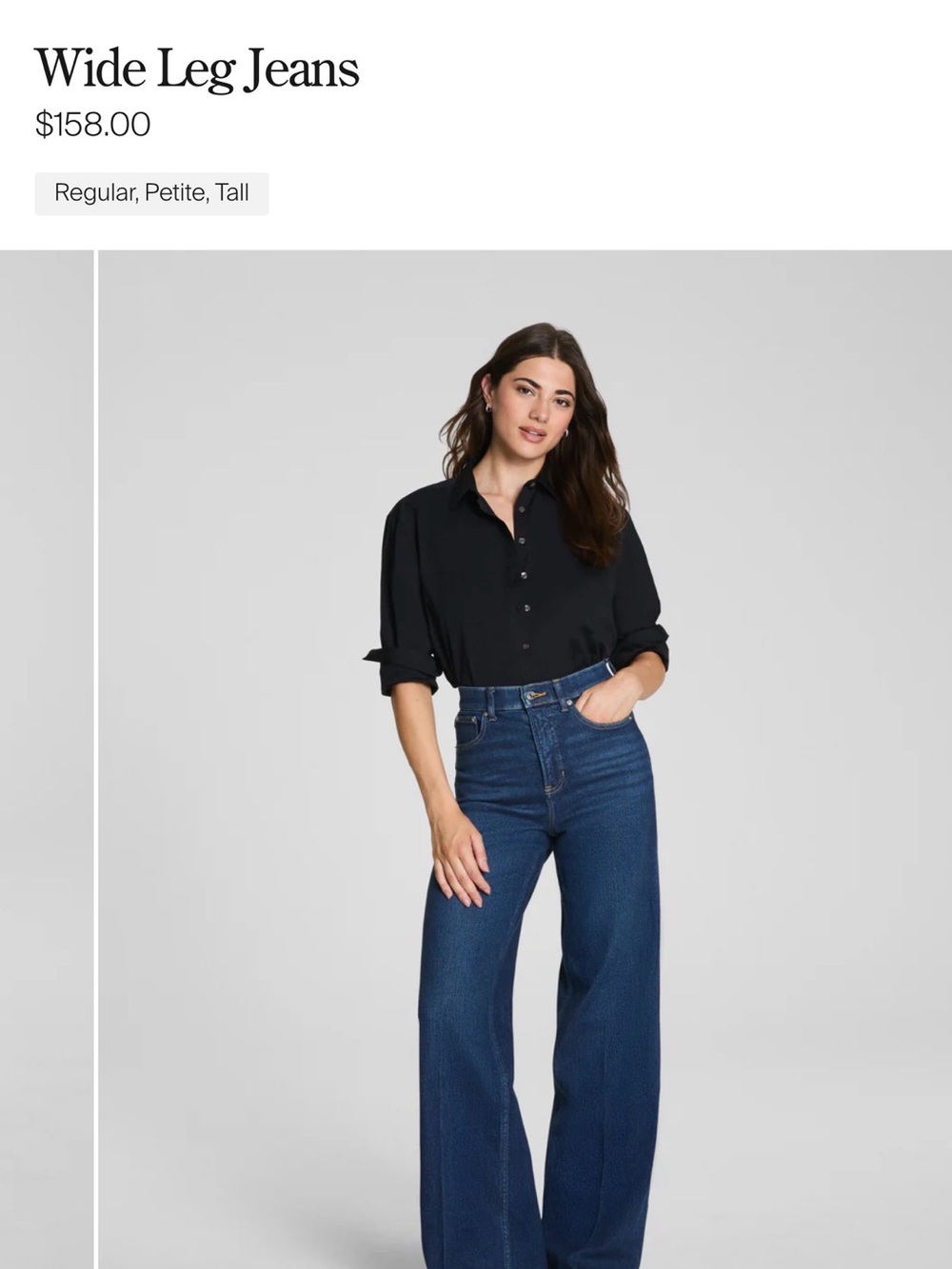 SPANX Dark Blue High-Rise Wide Leg Jeans